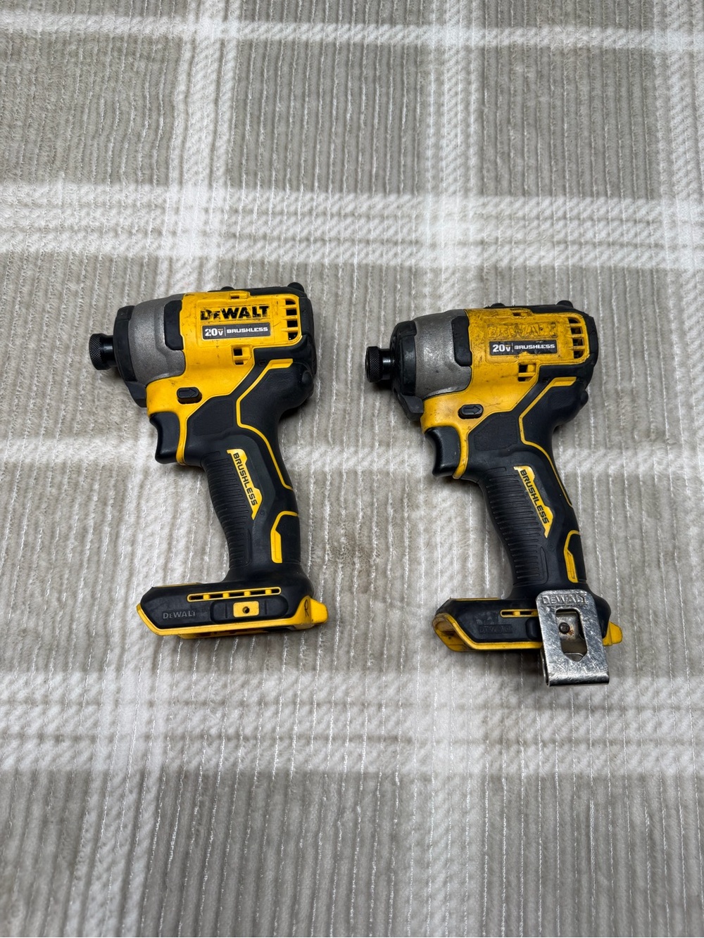 (2) DEWALT 20V Cordless Impact Drivers - Yellow/Black (Pair)